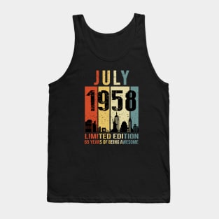 Made In 1958 July 65 Years Of Being Awesome Tank Top